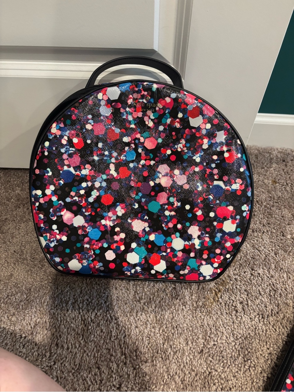 kate spade Black Multi Confetti Round Top-Handle Travel set